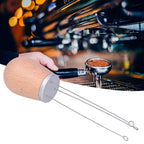 Needle Type Coffee Powder Distributor Wood Handle Coffee Stirrer Distribution Tool(Silver Cover Beech )