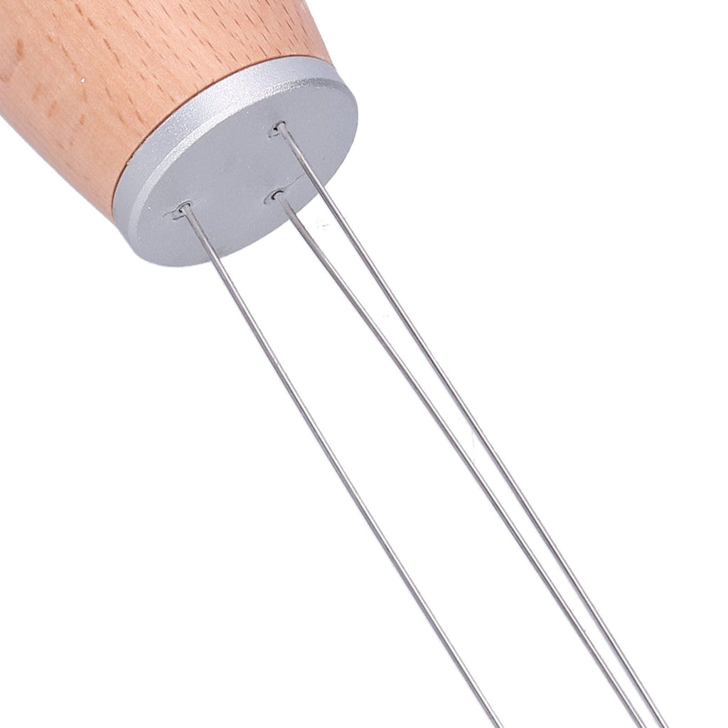 Needle Type Coffee Powder Distributor Wood Handle Coffee Stirrer Distribution Tool(Silver Cover Beech )
