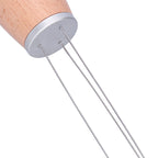 Needle Type Coffee Powder Distributor Wood Handle Coffee Stirrer Distribution Tool(Silver Cover Beech )
