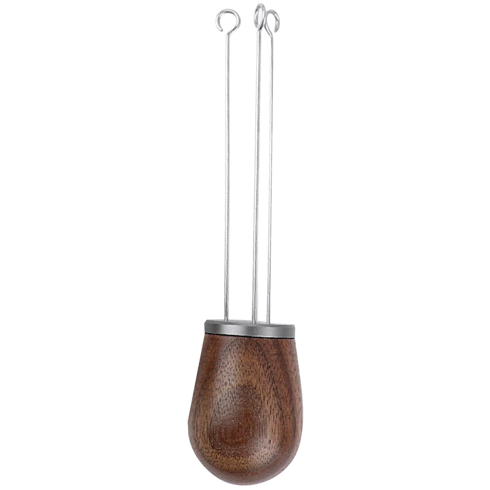 Needle Type Coffee Powder Distributor Wood Handle Coffee Stirrer Distribution Tool(Couvercle argenté noyer )