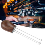 Needle Type Coffee Powder Distributor Wood Handle Coffee Stirrer Distribution Tool(Couvercle argenté noyer )