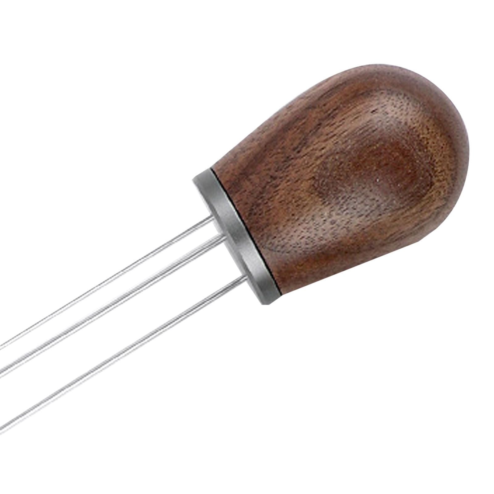 Needle Type Coffee Powder Distributor Wood Handle Coffee Stirrer Distribution Tool(Couvercle argenté noyer )