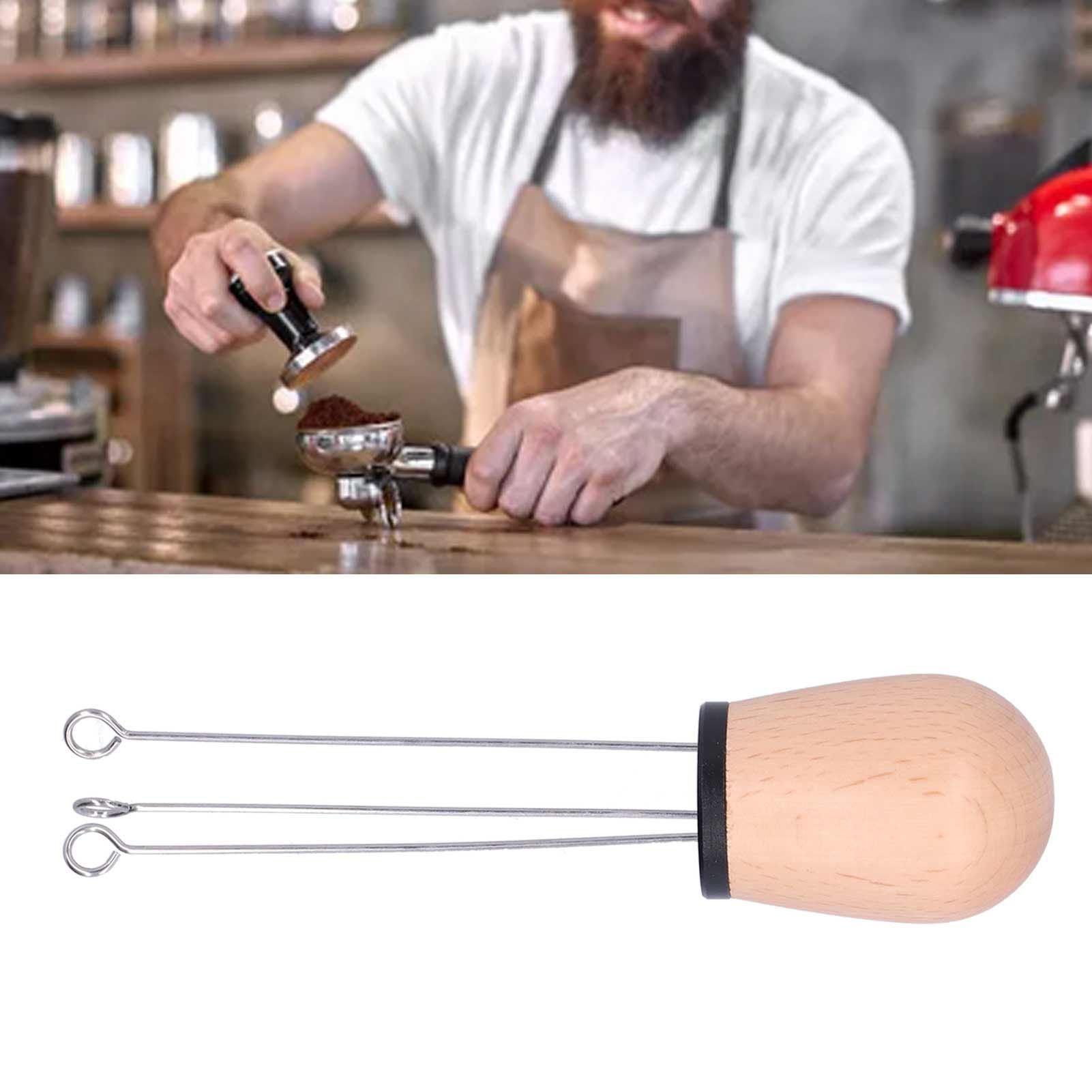 Needle Type Coffee Powder Distributor Wood Handle Coffee Stirrer Distribution Tool(Couverture noire hêtre )