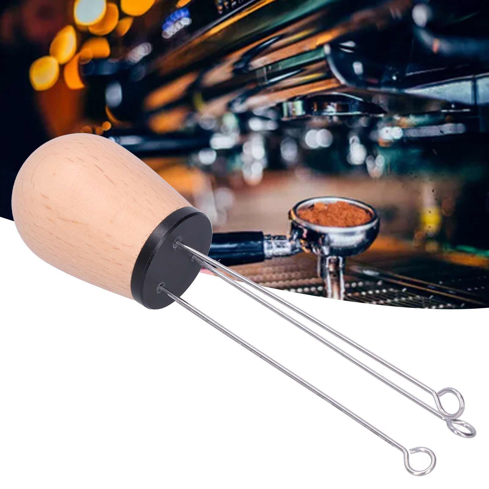 Needle Type Coffee Powder Distributor Wood Handle Coffee Stirrer Distribution Tool(Couverture noire hêtre )