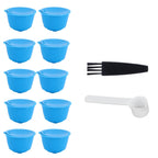 Refillable Coffee Capsule Filter Cup Kit Accessories for DOLCE GUSTO Coffee Machine(Blue 10 Capsules1 Spoon 1 Brush)