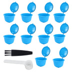 Refillable Coffee Capsule Filter Cup Kit Accessories for DOLCE GUSTO Coffee Machine(Blue 10 Capsules1 Spoon 1 Brush)