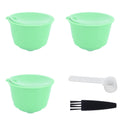 Coffee Capsule Set Stainless Steel Coffee Filter Cup for DOLCE GUSTO Coffee Machine(Green 3 Capsules1 Spoon 1 Brush)