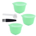 Coffee Capsule Set Stainless Steel Coffee Filter Cup for DOLCE GUSTO Coffee Machine(Green 3 Capsules1 Spoon 1 Brush)