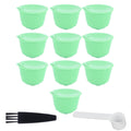 Coffee Capsule Set Stainless Steel Coffee Filter Cup for DOLCE GUSTO Coffee Machine(Green 10 Capsules1 Spoon 1 Brush)