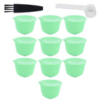 Coffee Capsule Set Stainless Steel Coffee Filter Cup for DOLCE GUSTO Coffee Machine(Green 10 Capsules1 Spoon 1 Brush)