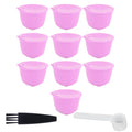 Reusable Capsules Set Refillable Coffee Filter Cup Pod for DOLCE GUSTO Coffee Machine(Purple 10 Capsules1 Spoon 1 Brush)