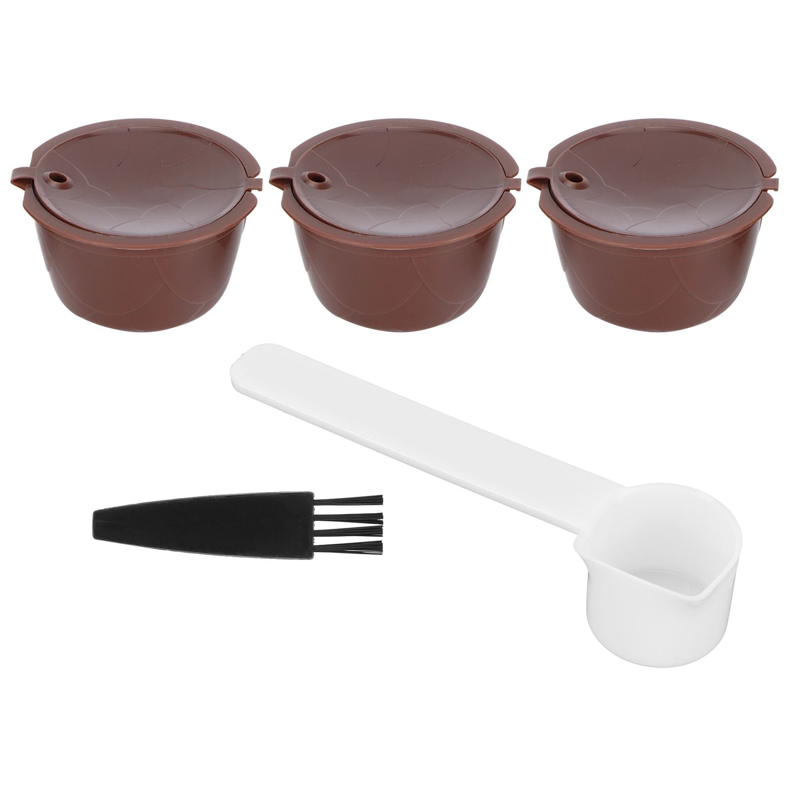 Coffee Capsules Reusable Refillable Coffee Cup Filter Kit Fit for DOLCE GUSTO Machine(Coffee 3 Capsules1 Spoon 1 Brush)