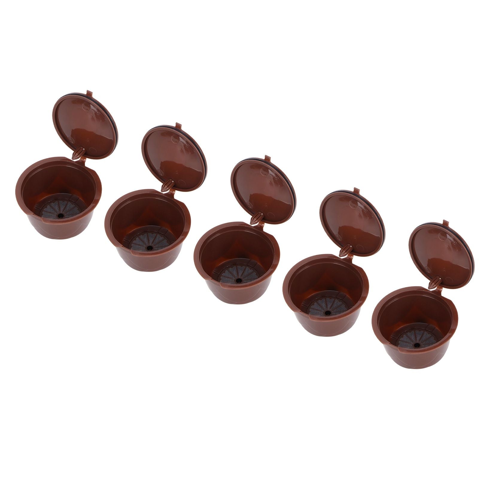 Coffee Capsules Reusable Refillable Coffee Cup Filter Kit Fit for DOLCE GUSTO Machine(Coffee 5 Capsules1 Spoon 1 Brush)