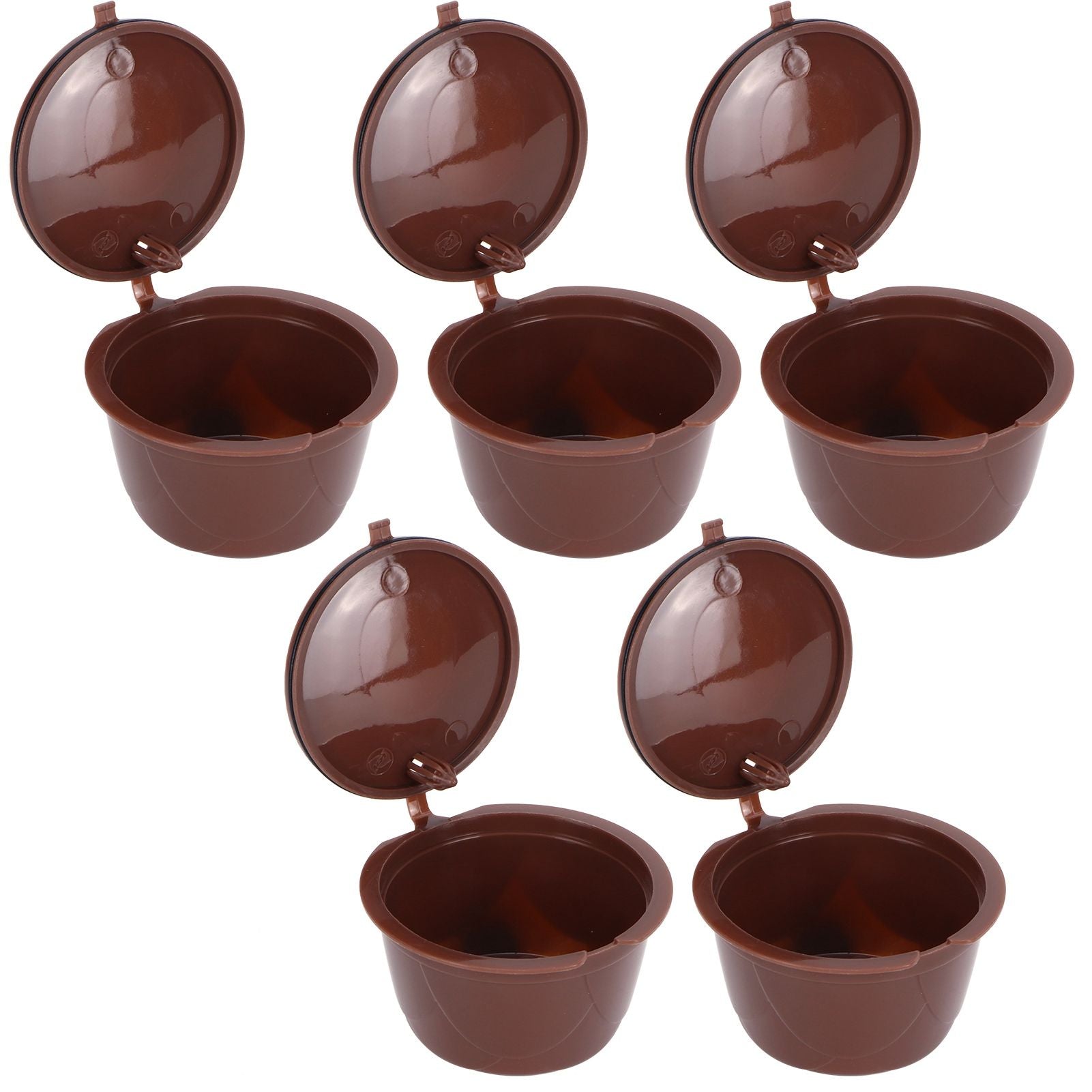 Coffee Capsules Reusable Refillable Coffee Cup Filter Kit Fit for DOLCE GUSTO Machine(Coffee 5 Capsules1 Spoon 1 Brush)