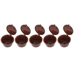 Coffee Capsules Reusable Refillable Coffee Cup Filter Kit Fit for DOLCE GUSTO Machine(Coffee 5 Capsules1 Spoon 1 Brush)