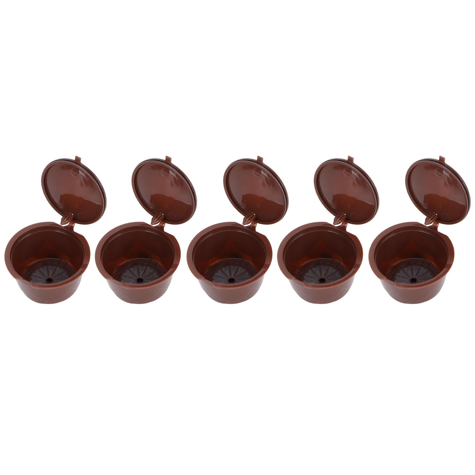 Coffee Capsules Reusable Refillable Coffee Cup Filter Kit Fit for DOLCE GUSTO Machine(Coffee 5 Capsules1 Spoon 1 Brush)