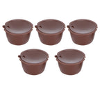 Coffee Capsules Reusable Refillable Coffee Cup Filter Kit Fit for DOLCE GUSTO Machine(Coffee 5 Capsules1 Spoon 1 Brush)