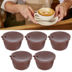 Coffee Capsules Reusable Refillable Coffee Cup Filter Kit Fit for DOLCE GUSTO Machine(Coffee 5 Capsules1 Spoon 1 Brush)