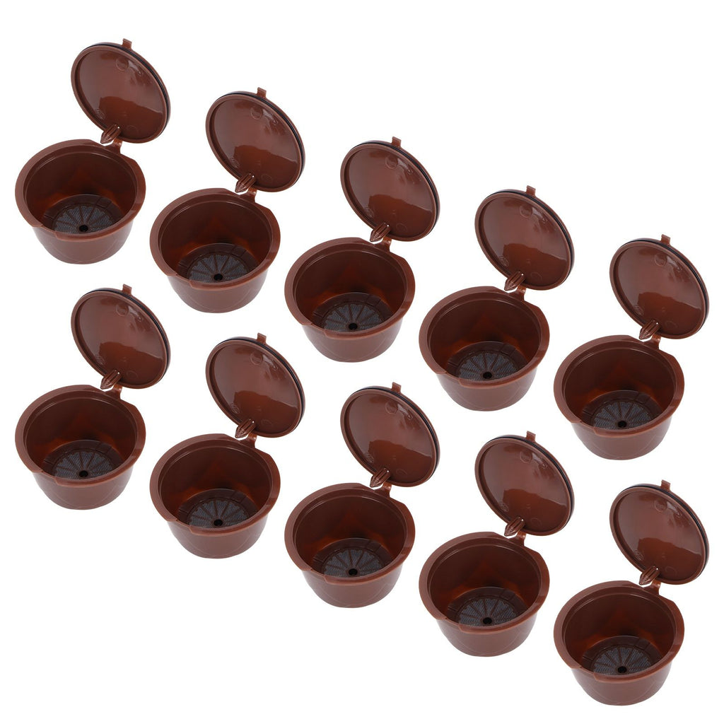 Coffee Capsules Reusable Refillable Coffee Cup Filter Kit Fit for DOLCE GUSTO Machine(Coffee 10 Capsules1 Spoon 1 Brush)