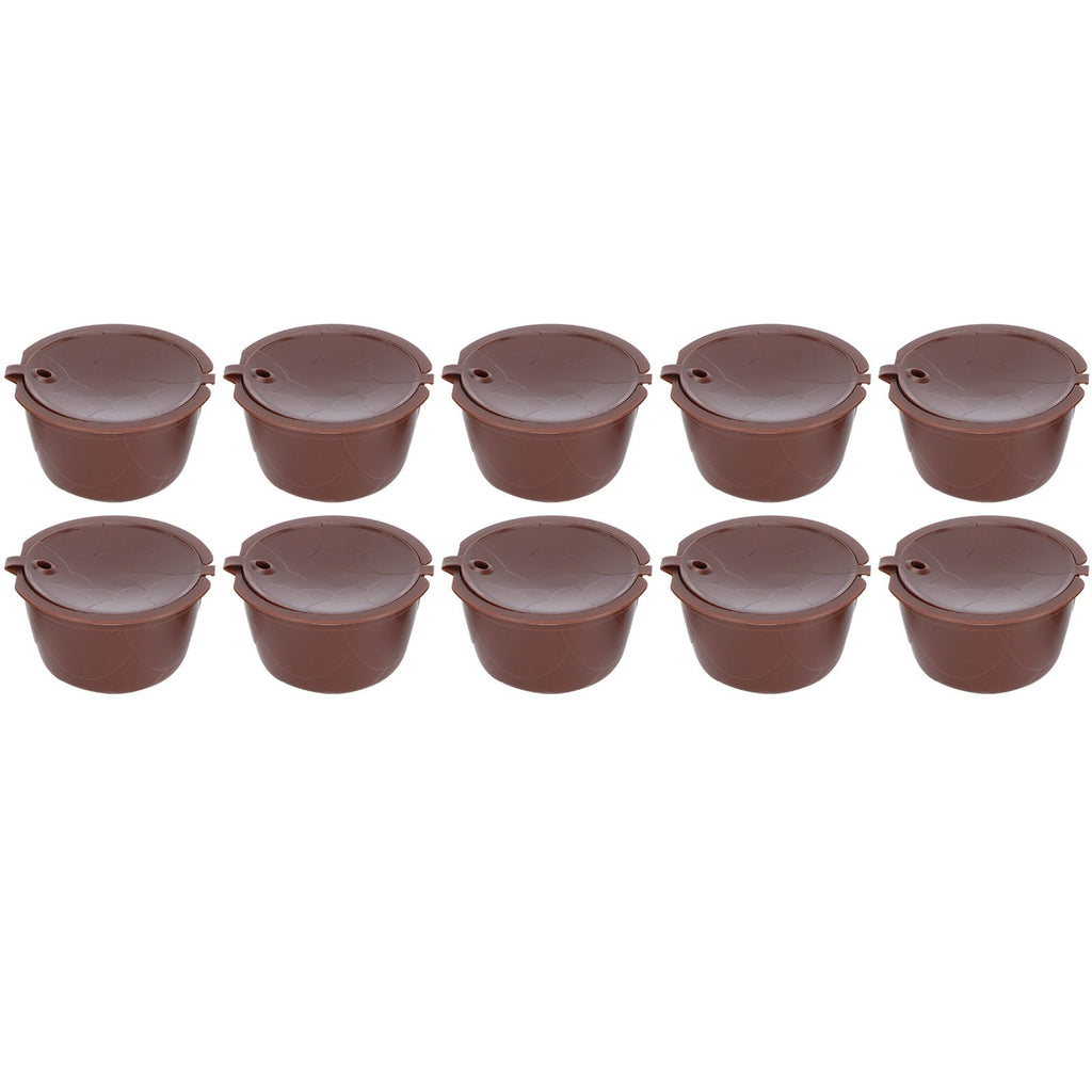 Coffee Capsules Reusable Refillable Coffee Cup Filter Kit Fit for DOLCE GUSTO Machine(Coffee 10 Capsules1 Spoon 1 Brush)