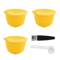 Coffee Machine Capsule Kit Reusable Coffee Filter Cup Accessories Fit for DOLCE GUSTO(Yellow 3 Capsules1 Spoon 1 Brush)