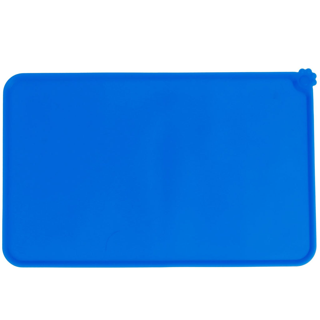 Pet Food Pad Silicone Waterproof Non Slip Bowl Drinking Feeding Mat Placemat for Dog Cat(Blue )