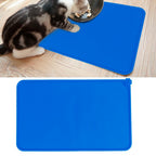 Pet Food Pad Silicone Waterproof Non Slip Bowl Drinking Feeding Mat Placemat for Dog Cat(Blue )
