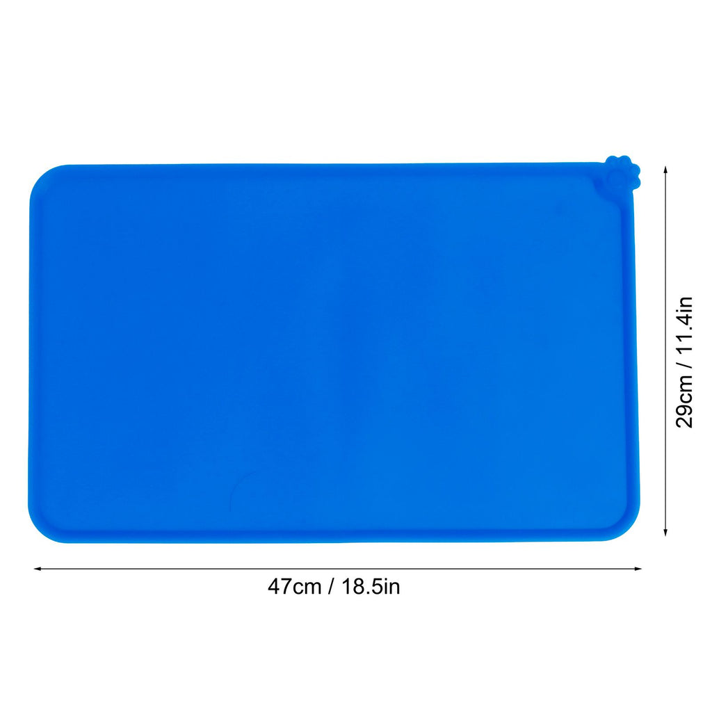 Pet Food Pad Silicone Waterproof Non Slip Bowl Drinking Feeding Mat Placemat for Dog Cat(Blue )