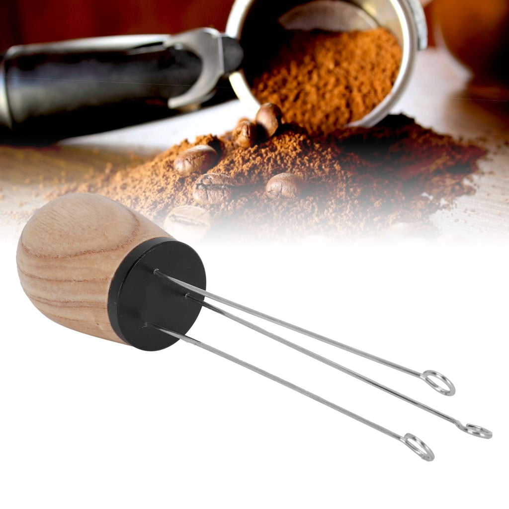 Needle Type Coffee Wooden Powder Dispenser Coffee Stirrer with Handle for Stiring CoffeeBlack