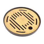 Bamboo Round Tea Tray Teapot Mat Serving Tray Drainage Water Storage Tea Set Home Supplies8in