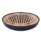 Bamboo Round Tea Tray Teapot Mat Serving Tray Drainage Water Storage Tea Set Home Supplies10in