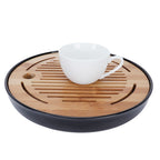 Bamboo Round Tea Tray Teapot Mat Serving Tray Drainage Water Storage Tea Set Home Supplies10in