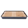 Rectangle Bamboo Tea Tray Teapot Mat Serving Tray Draining Board Tea Set Home Kitchen Use13in 1100ml