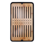 Rectangle Bamboo Tea Tray Teapot Mat Serving Tray Draining Board Tea Set Home Kitchen Use13in 1100ml