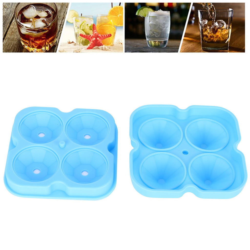 4Grid Ice Mold Reusable DiamondShape Ice Cubes Maker Tray Home Kitchen Supplies(Blue )