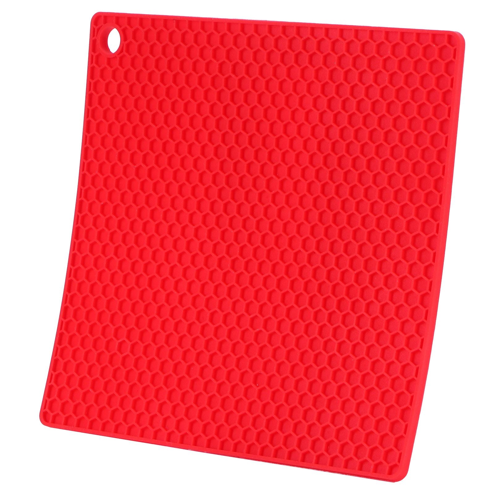 Insulation Pad Food Grade Silicone Pad AntiScalding Thickened Microwave Oven Mat for Kitchen Use(Red )