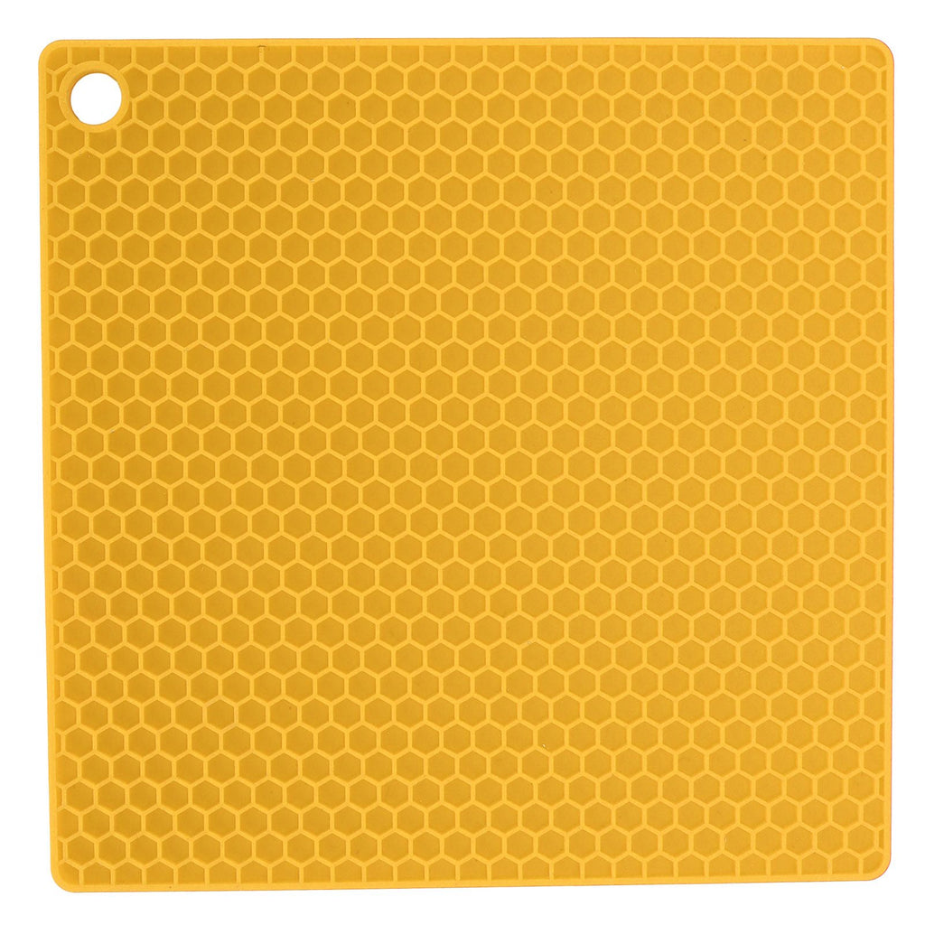 Insulation Pad Food Grade Silicone Pad AntiScalding Thickened Microwave Oven Mat for Kitchen Use(Yellow )