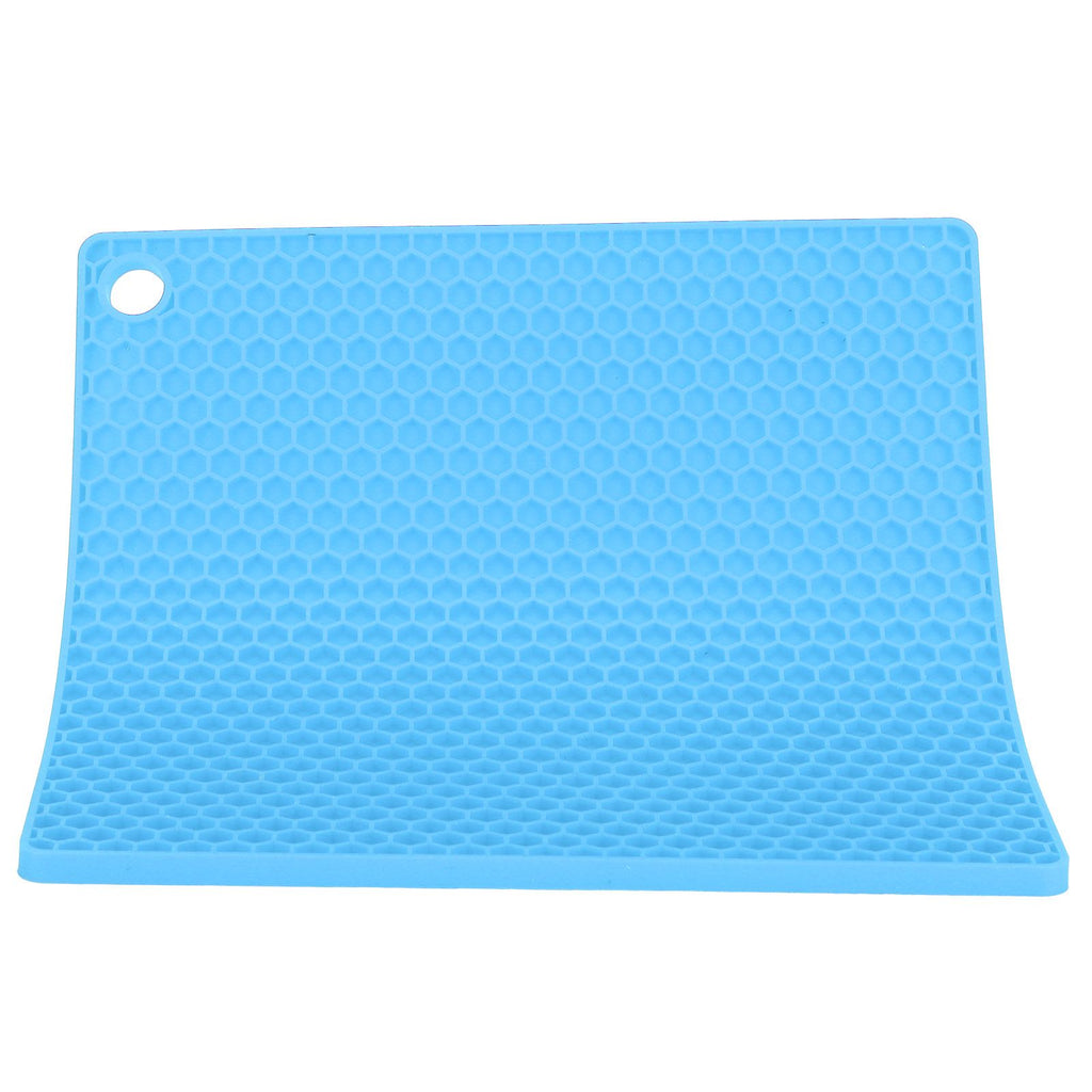 Insulation Pad Food Grade Silicone Pad AntiScalding Thickened Microwave Oven Mat for Kitchen Use(Blue )