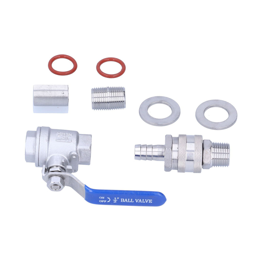 Weldless Kettle Valve Kit 1/2in BSP Ball Valve Quick Connector Bulkhead Assembly