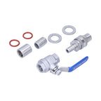 Weldless Kettle Valve Kit 1/2in BSP Ball Valve Quick Connector Bulkhead Assembly