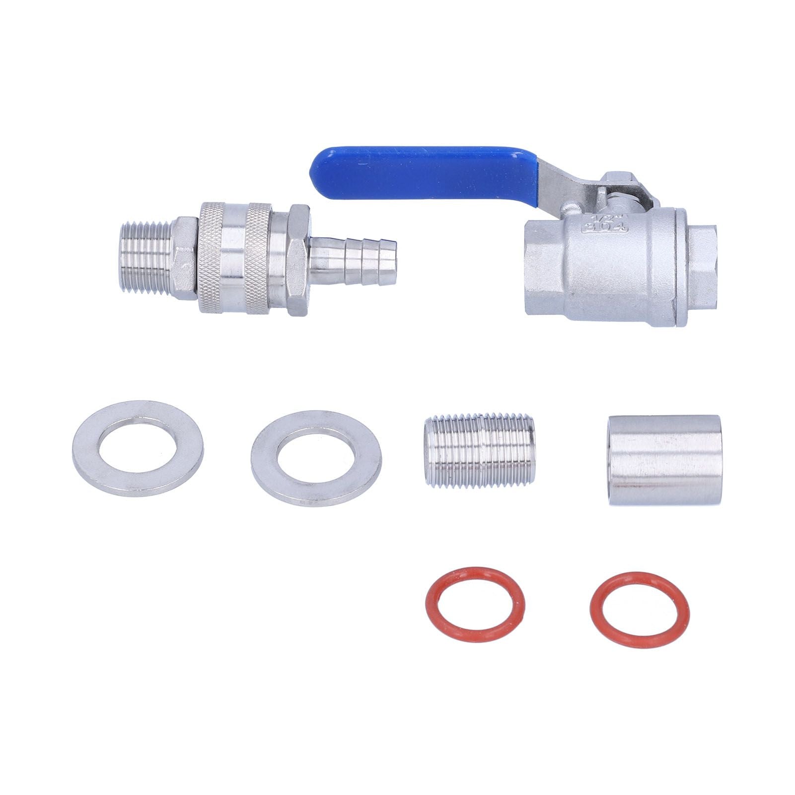 Weldless Kettle Valve Kit 1/2in BSP Ball Valve Quick Connector Bulkhead Assembly
