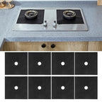 Gas Stove Pad Stovetop Protector Reusable Gas Cooker Cleaning Mat Cookware AccessoryBlack 8Pcs