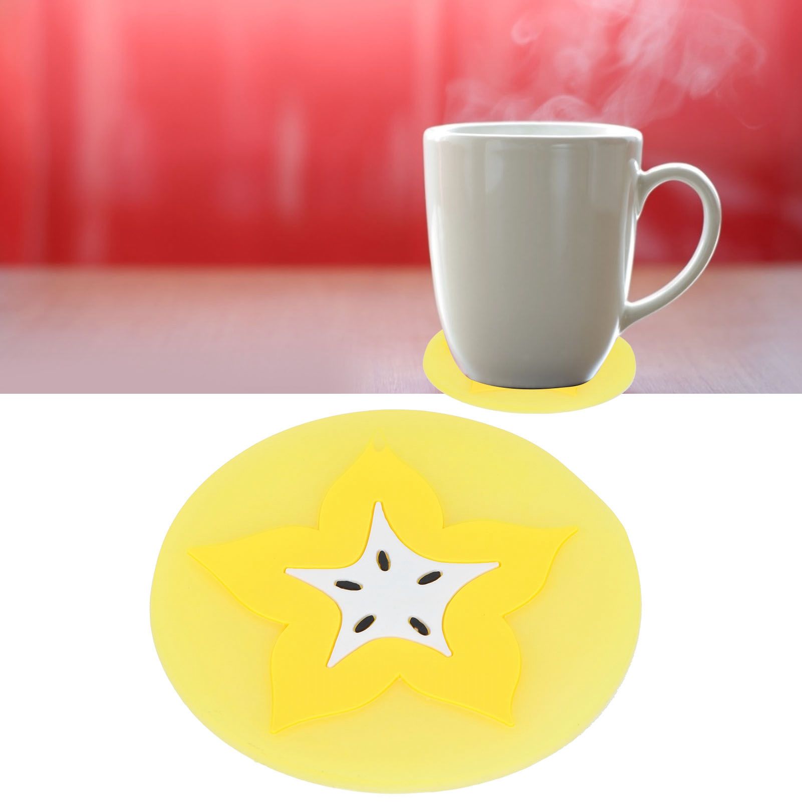Fruit Shape Coaster Tableware Placemat Silicone Cup Drinks Holder Mat Kitchen AccessoriesCarambola