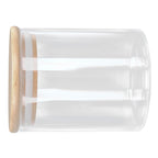 450ml Wood Round Storage Jar with Lid Transparent Glass Food Container for Tea Coffee Spice