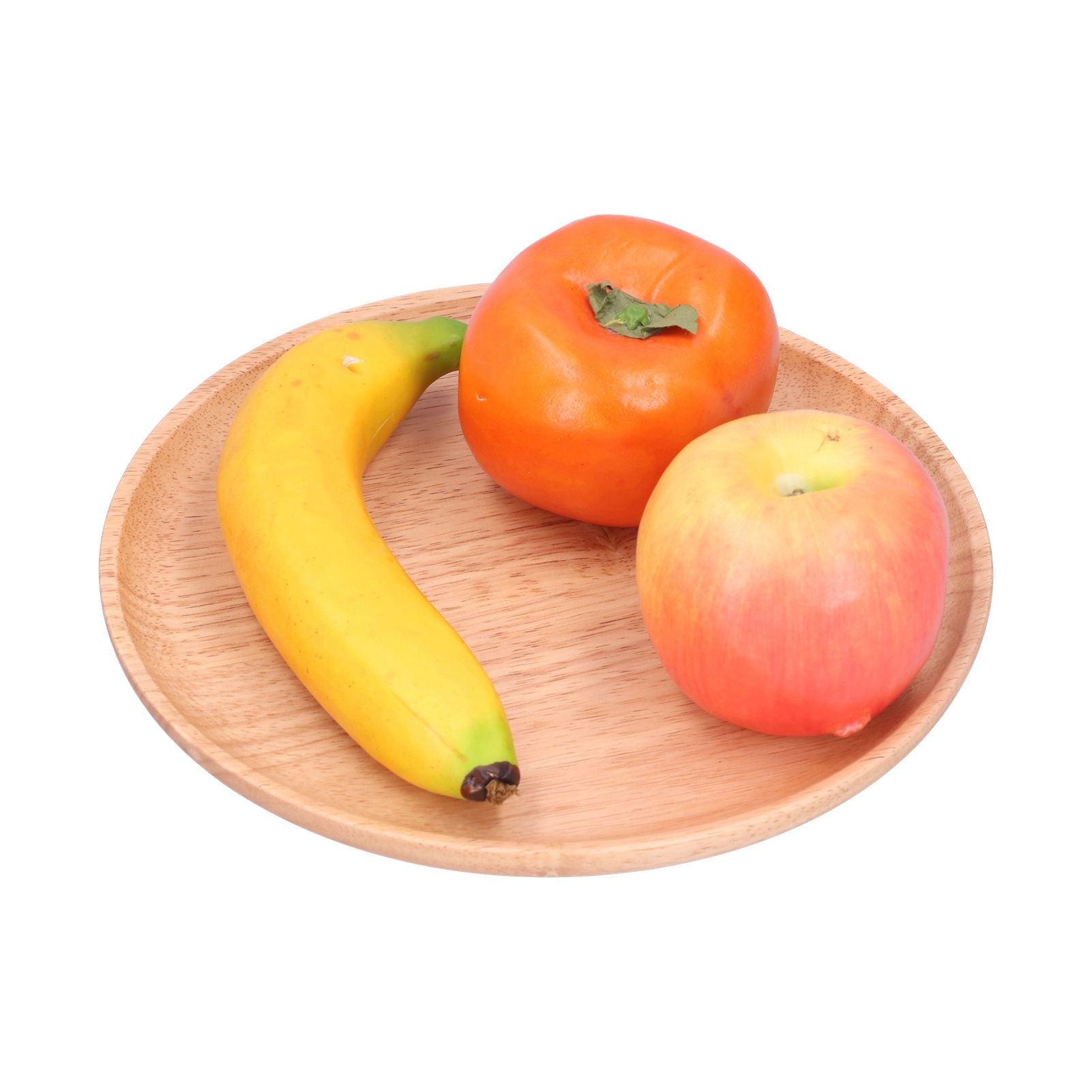 Rubber Wood Dinner Plate Round Tea Serving Tray Fruit Snack Tray Food Storage Plate24cm
