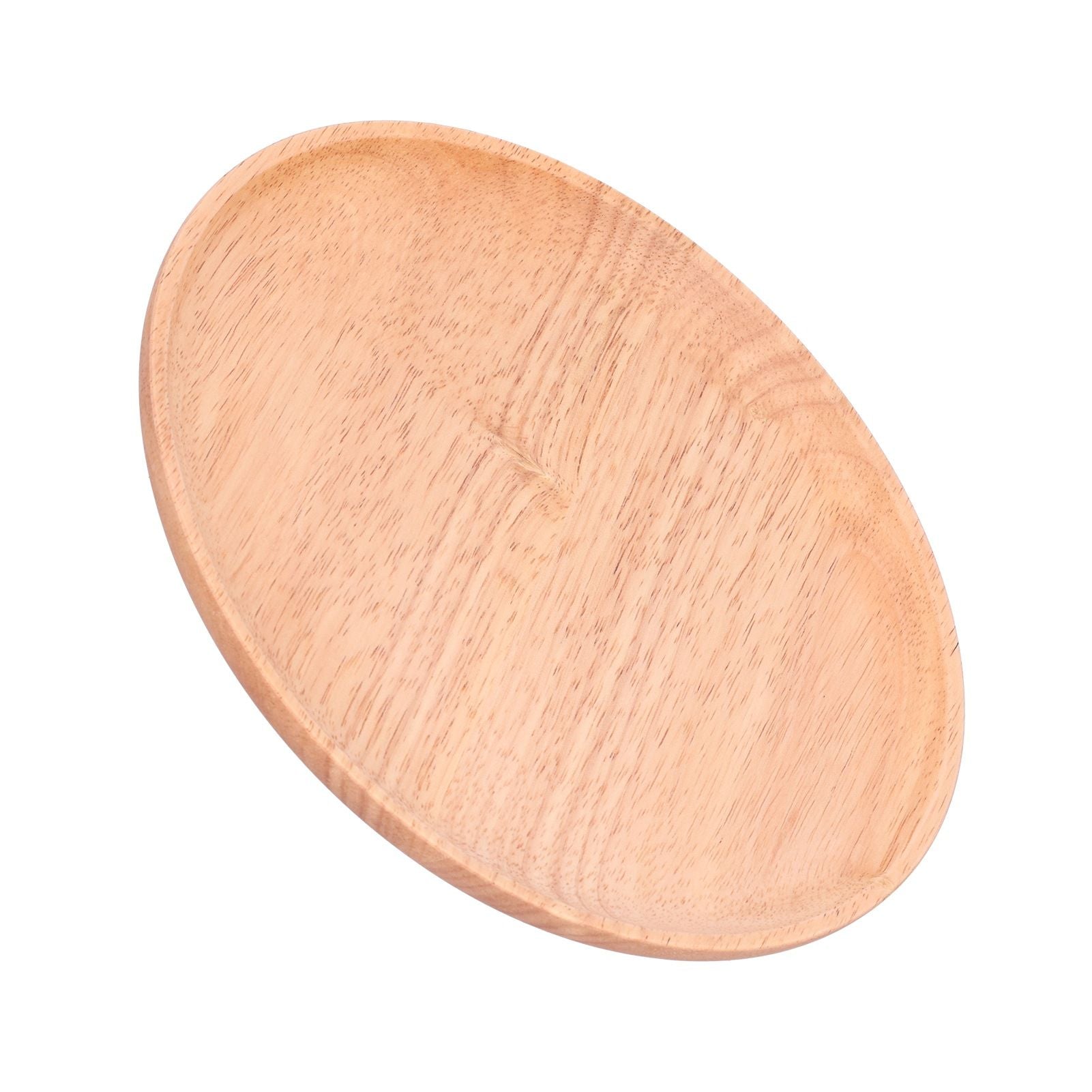 Rubber Wood Dinner Plate Round Tea Serving Tray Fruit Snack Tray Food Storage Plate24cm
