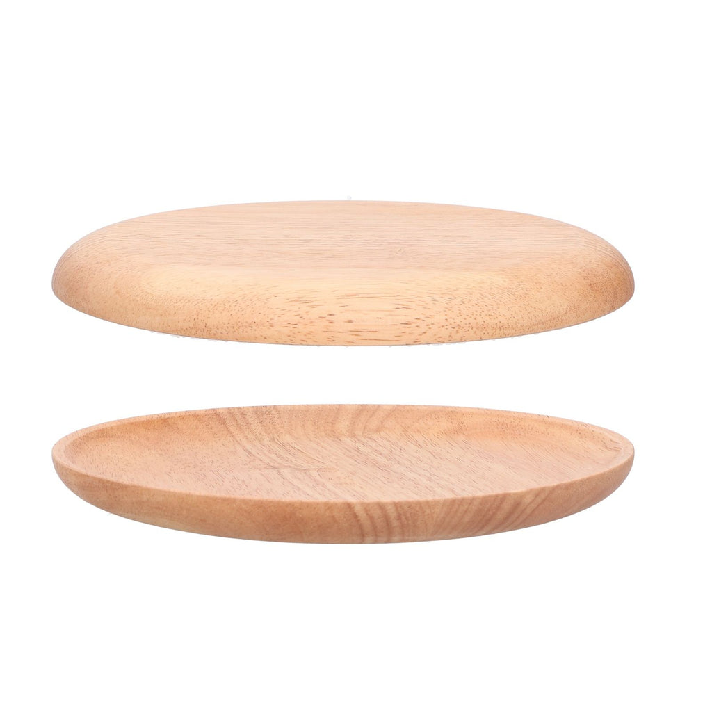 Rubber Wood Dinner Plate Round Tea Serving Tray Fruit Snack Tray Food Storage Plate24cm