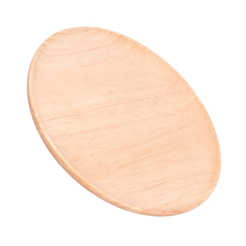Rubber Wood Dinner Plate Round Tea Serving Tray Fruit Snack Tray Food Storage Plate27cm