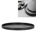 Round Wooden Food Fruit Serving Tray Service Plate for Home Kitchen Hotel Use Black24cm