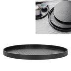 Round Wooden Food Fruit Serving Tray Service Plate for Home Kitchen Hotel Use Black27cm